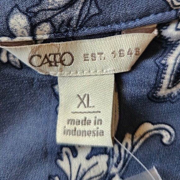 CATO Woman Size XL Tunic Blouse NWOT Liquid Knit Paisley Print Roll Tab Sleeve - Picture 5 of 8